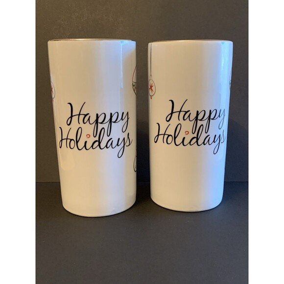 Food Network Tall Mugs Happy Holidays  Eat Drink Be Merry Christmas Cups - Picture 3 of 9